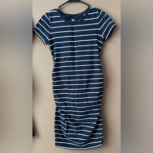 Navy and White Striped Tee Dress maternity